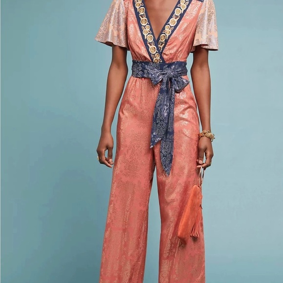 Akemi + Kin Pants - Anthropologie Akemi + Kin Sofia Metallic Jumpsuit Size 6